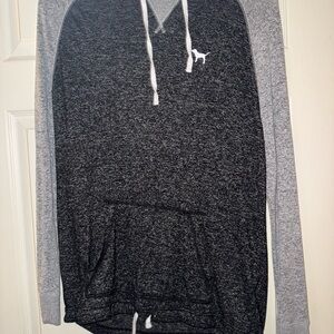 PINK Victoria's Secret Charcoal and Light Gray Hoodie